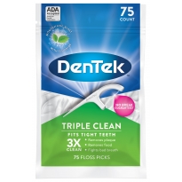 Купить DenTek Тройное очищение Флосс-зубочистки, 75 шт.