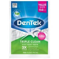 Купить DenTek Тройное очищение Флосс-зубочистки, 150 шт.