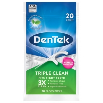 Купить DenTek Потрійне очищення Флос-зубочистки, 20 шт.