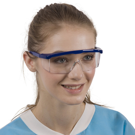 Dochem Захисні окуляри, пластикові, регульовані дужки, прозорі лінзи, синя оправа
