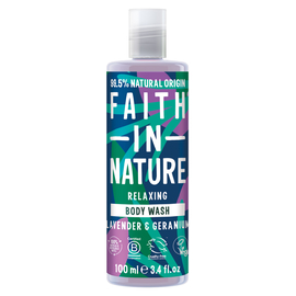 Faith in Nature Натуральний гель для душу з лавандою та геранню, дорожній формат 100 мл