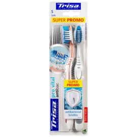 TRISA Extra Pro Vital Antibac Зубная щетка, мягкая, 2 шт.