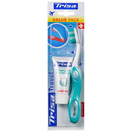 TRISA Travel Зубная щетка, мягкая/средней жесткости + бесплатно TRISA Полная защита Зубная паста, 15 мл