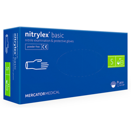 Рукавички нітрилові NITRYLEX Basic, неопудрені діагностичні, сині, розмір S, 200 шт. (100 пар)