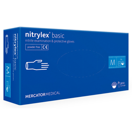Рукавички нітрилові NITRYLEX Basic, неопудрені, діагностичні, сині, розмір M, 200 шт. (100 пар)
