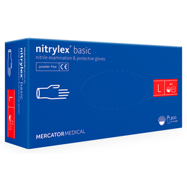 Рукавички нітрилові NITRYLEX Basic, неопудрені, діагностичні, сині, розмір L, 200 шт. (100 пар)