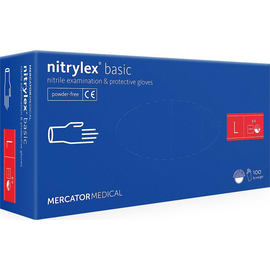 Рукавички нітрилові NITRYLEX Basic, неопудрені, діагностичні, сині, розмір L, 100 шт. (50 пар)