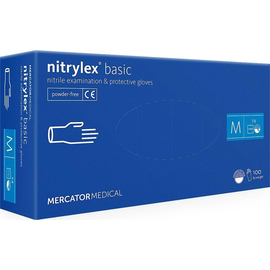 Рукавички нітрилові NITRYLEX Basic, неопудрені, діагностичні, сині, розмір M, 100 шт. (50 пар)