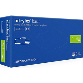 Рукавички нітрилові NITRYLEX Basic, неопудрені, діагностичні, сині, розмір S, 100 шт. (50 пар)