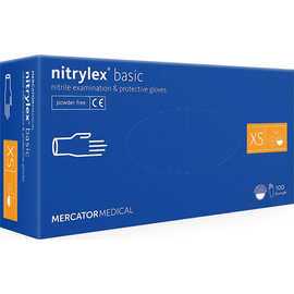 Рукавички нітрилові NITRYLEX Basic, неопудрені, діагностичні, сині, розмір XS, 100 шт. (50 пар)