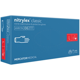 Рукавички нітрилові NITRYLEX Classic, неопудрені, діагностичні, сині, розмір L, 200 шт. (100 пар)