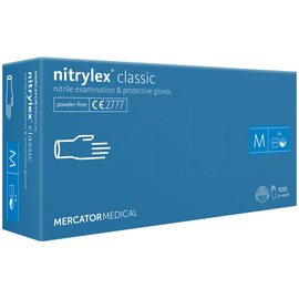 Рукавички нітрилові NITRYLEX Classic, неопудрені, діагностичні, сині, розмір M, 100 шт. (50 пар)