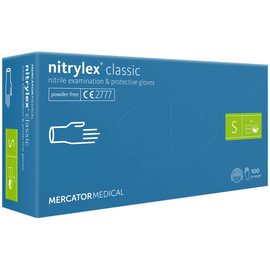Рукавички нітрилові NITRYLEX Classic, неопудрені, діагностичні, сині, розмір S, 100 шт. (50 пар)