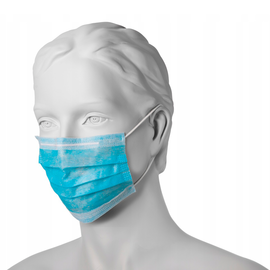 Маска медична Mercator Medical OPERO одноразова тришарова неткана, на резинках, синя, 50 шт.