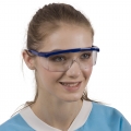 Купить Dochem Защитные очки, пластиковые, регулируемые дужки, прозрачные линзы, синяя оправа