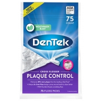 Купить DenTek Перехресне очищення Контроль зубного нальоту Флос-зубочистки, 75 шт.