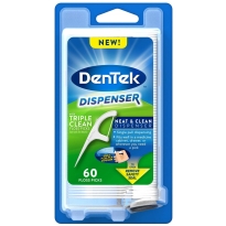 Купить DenTek Тройное очищение Флосс-зубочистки с диспенсером, 60 шт.