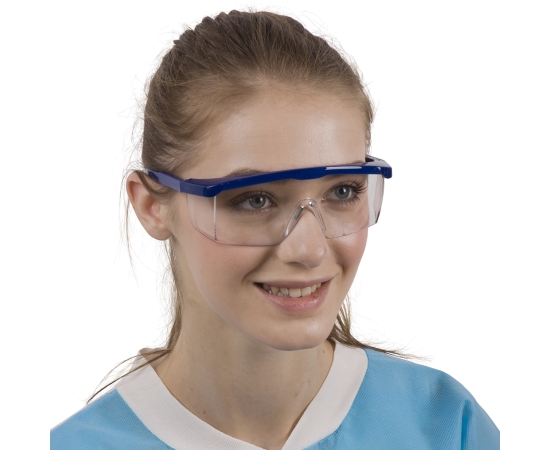 Dochem Защитные очки, пластиковые, регулируемые дужки, прозрачные линзы, синяя оправа