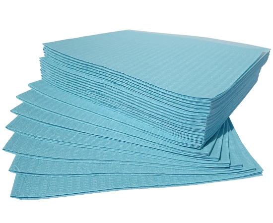 Dochem Wide-Cover Нагрудники медицинские, 2 слоя бумаги + 1 слой полиэтилена, 33 х 45.5 см, синие, 500 шт., изображение 2