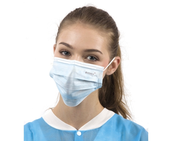 Dochem TOPSAFE Медицинские маски защитные Premium Elite, 3-х слойные, с заушными петлями, синие, 50 шт.
