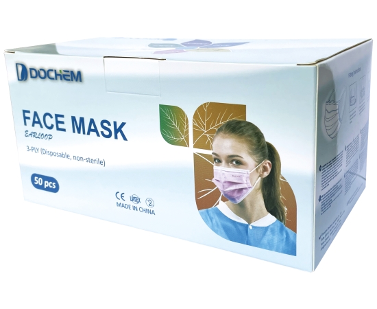 Dochem TOPSAFE Медичні маски захисні Premium Elite, 3-х шарові, із завушними петлями, сині, 50 шт., зображення 2