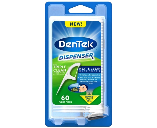 DenTek Потрійне очищення Флос-зубочистки з диспенсером, 60 шт.