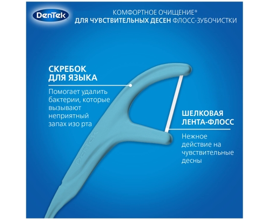 DenTek Комфортное очищение Для чувствительных десен Флосс-зубочистки, 75 шт., изображение 4