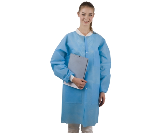Dochem Лабораторні халати, 40 г/м2, сині, розмір M, 10 шт.