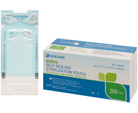 Dochem TOPSTERI Самоклеящиеся стерилизационные пакеты, 57 x 100 мм, 200 шт.