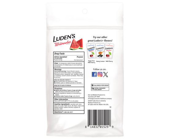 Luden’s Леденцы с пектином, успокаивающие для горла и полости рта, арбуз, 25 шт., изображение 2