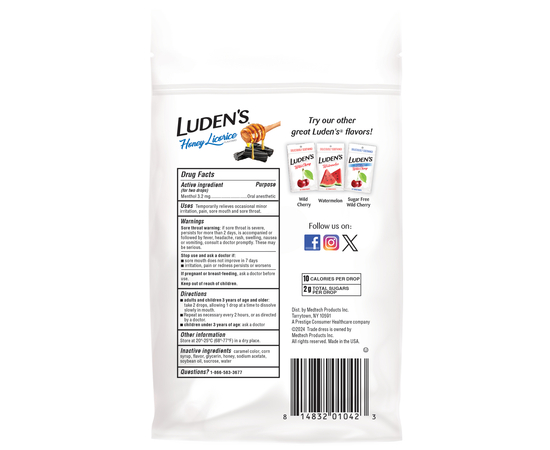 Luden’s Леденцы с ментолом, анестезирующие для горла и полости рта, мед и лакрица, 30 шт., изображение 2