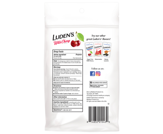 Luden’s Леденцы с пектином, успокаивающие для горла и полости рта, дикая вишня, 30 шт., изображение 2