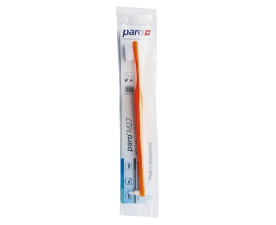 paro® M27 Детская зубная щетка, средней жесткости (в целлофановой упаковке), Цвет: Оранжевый