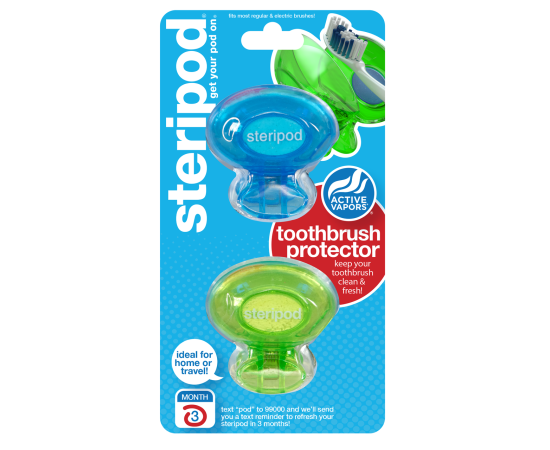 Steripod Антибактеріальний чохол для зубної щітки, зелена заздрість   тихоокеанський синій (в упаковці 2 шт.)