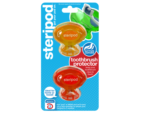 Steripod Антибактеріальний чохол для зубної щітки, мандаринова мрія   червоний вулкановий (в упаковці 2 шт.)