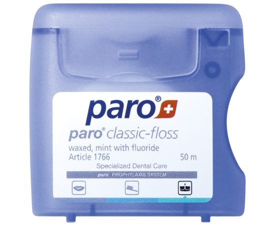 paro® CLASSIC-FLOSS Медична зубна нитка, вощена, з м'ятою, 50 м